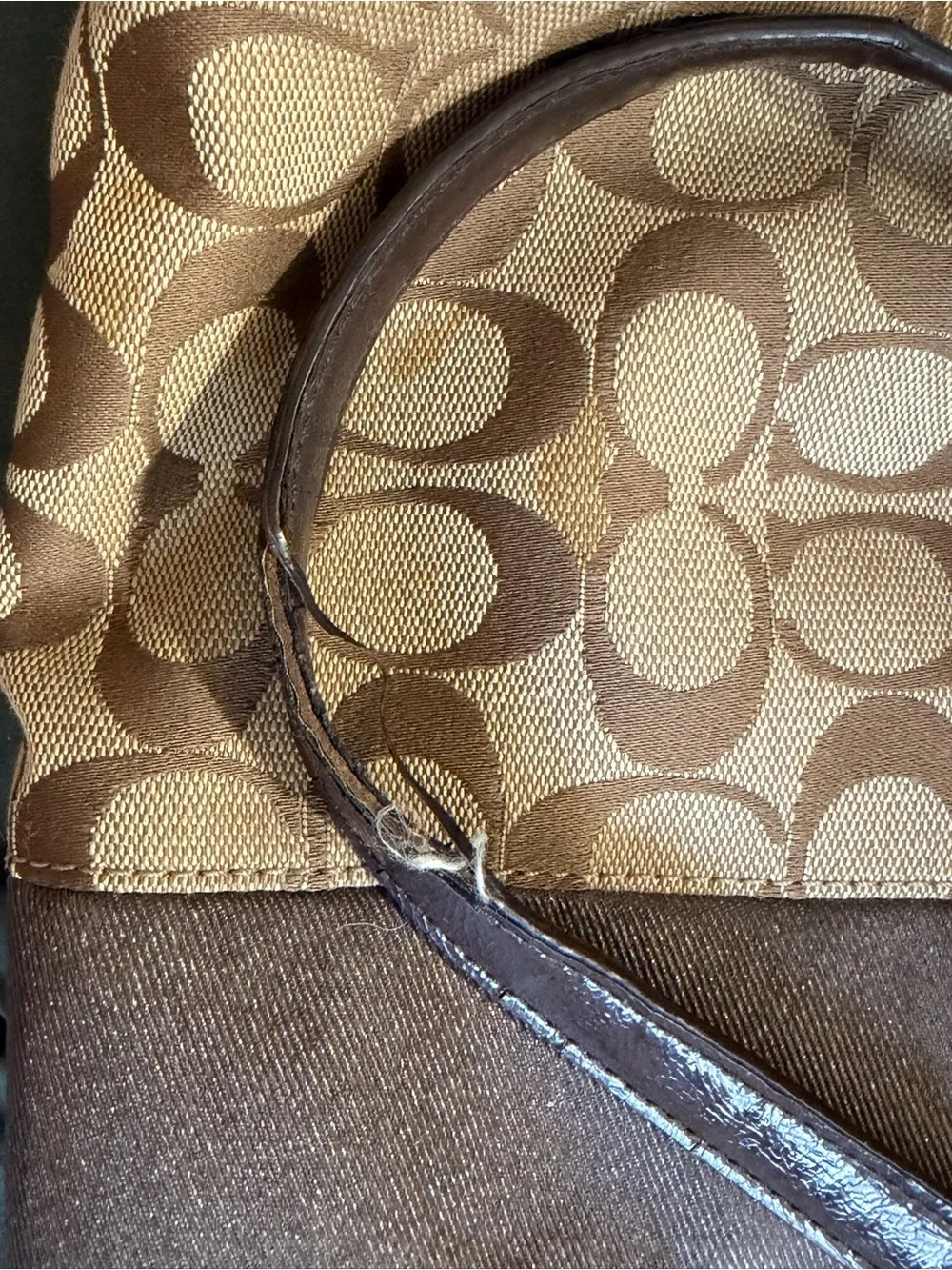 Coach Signature Canvas Brown Crossbody Messenger Bag F28505 Read Description